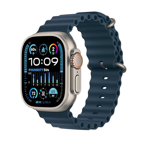 Apple Watch Ultra 2 [GPS + Cellular 49mm] Smartwatch with Rugged Titanium Case & Blue Ocean Ban…